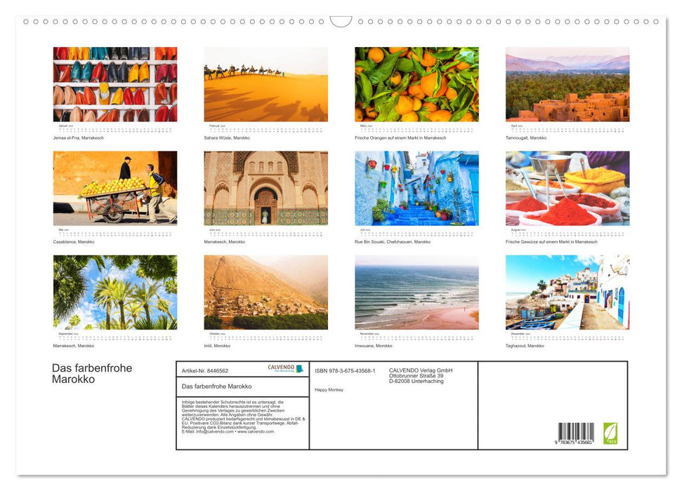 Das farbenfrohe Marokko (CALVENDO Wandkalender 2024)