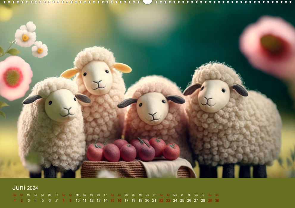 Les moutons sont en liberté Perspectives laineuses (Calendrier mural CALVENDO 2024) 