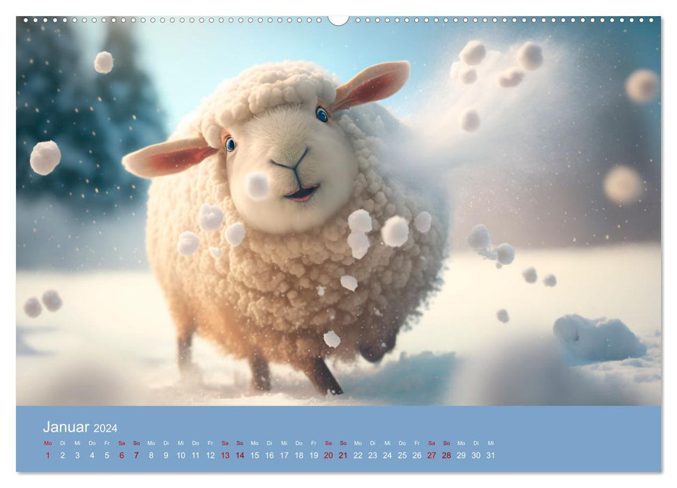 Les moutons sont en liberté Perspectives laineuses (Calendrier mural CALVENDO Premium 2024) 
