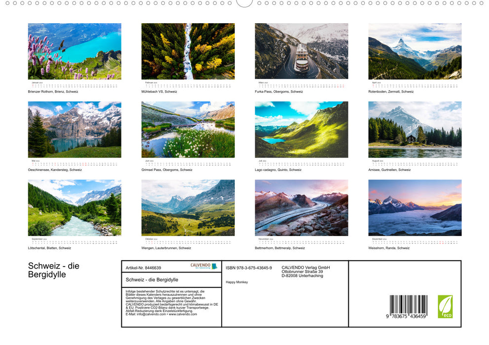 Switzerland - the mountain idyll (CALVENDO Premium Wall Calendar 2024) 