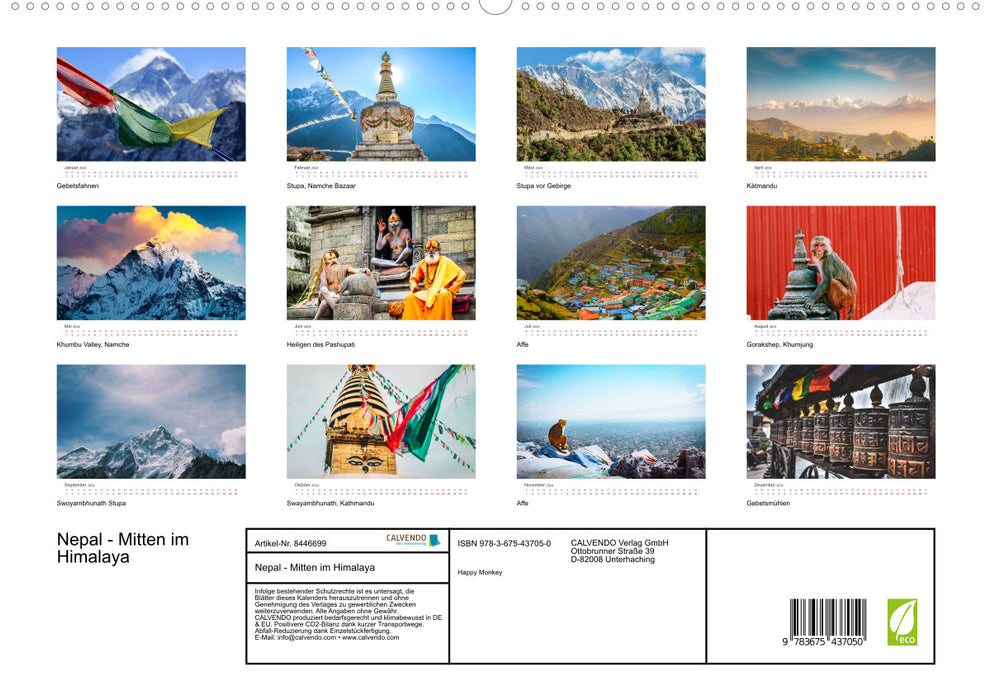 Nepal - In the middle of the Himalayas (CALVENDO Premium Wall Calendar 2024) 