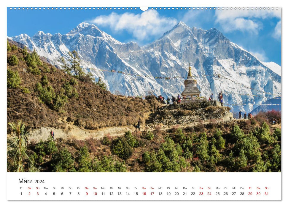 Népal - Au milieu de l'Himalaya (Calvendo Premium Wall Calendar 2024) 