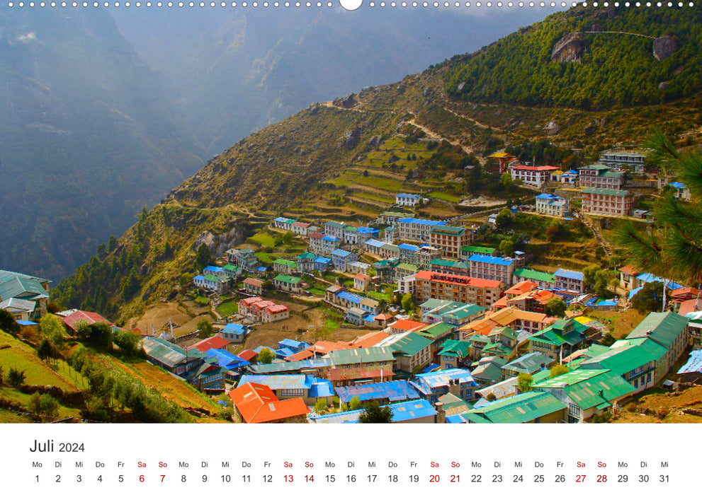 Népal - Au milieu de l'Himalaya (Calvendo Premium Wall Calendar 2024) 