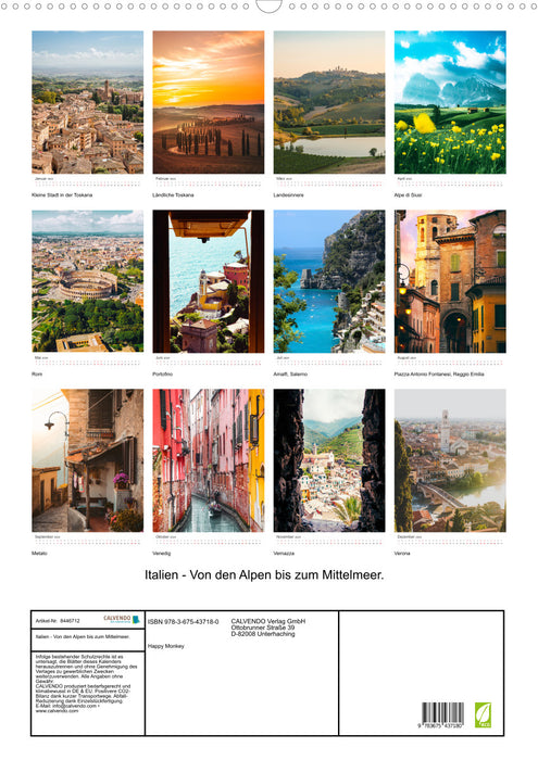 Italien - Von den Alpen bis zum Mittelmeer. (CALVENDO Wandkalender 2024)