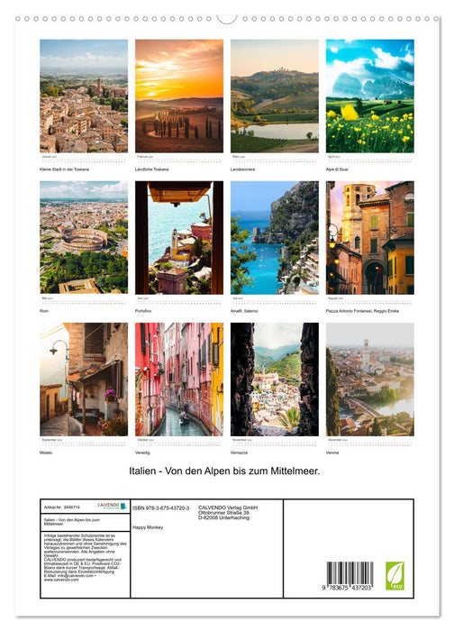 Italien - Von den Alpen bis zum Mittelmeer. (CALVENDO Premium Wandkalender 2024)