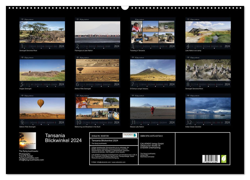 Tansania Blickwinkel 2024 (CALVENDO Wandkalender 2024)