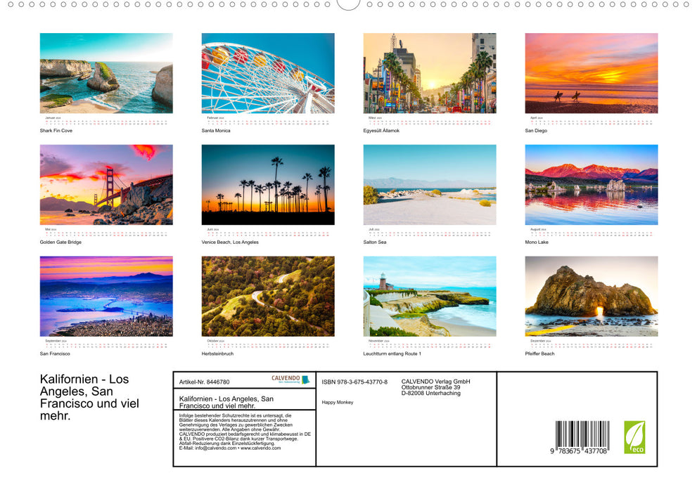 California - Los Angeles, San Francisco and much more. (CALVENDO Premium Wall Calendar 2024) 