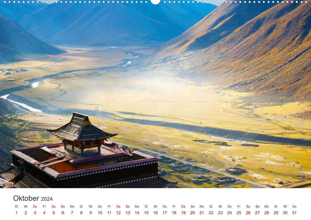 Tibet - At the foot of Mount Everest. (CALVENDO Premium Wall Calendar 2024) 