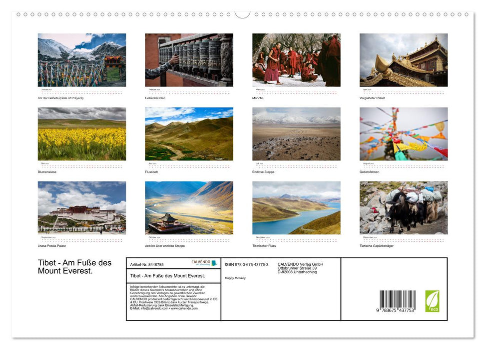 Tibet - At the foot of Mount Everest. (CALVENDO Premium Wall Calendar 2024) 