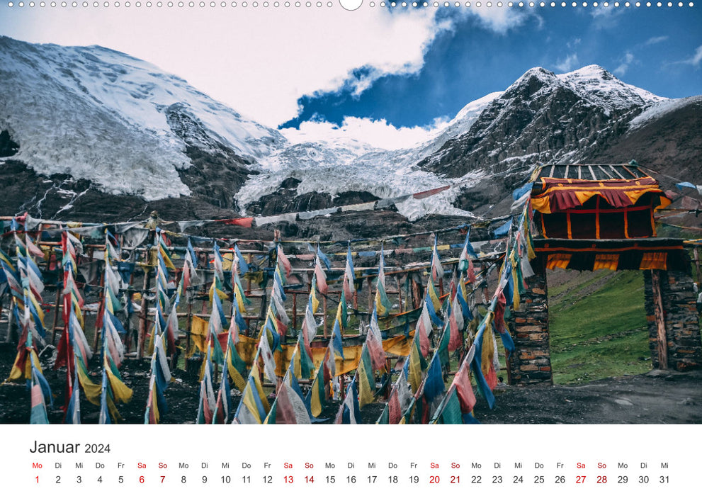 Tibet - At the foot of Mount Everest. (CALVENDO Premium Wall Calendar 2024) 