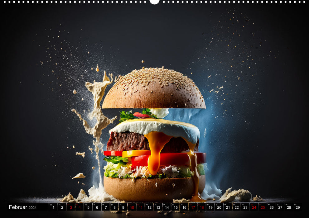 Burger food (CALVENDO Premium wall calendar 2024) 
