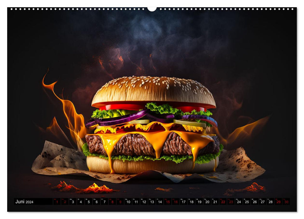 Burger food (Calendrier mural CALVENDO Premium 2024) 