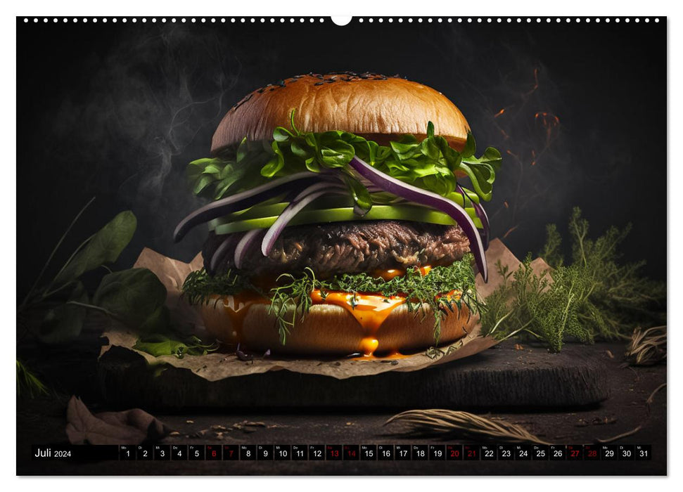 Burger food (Calendrier mural CALVENDO Premium 2024) 