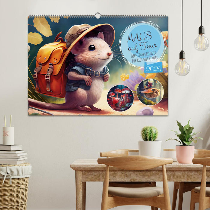 Maus auf Tour - Abenteuerkalender für Kids mit Planer (CALVENDO Wandkalender 2024)