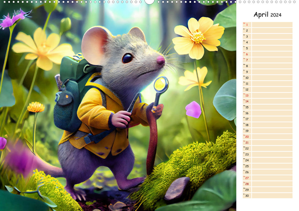 Maus auf Tour - Abenteuerkalender für Kids mit Planer (CALVENDO Premium Wandkalender 2024)