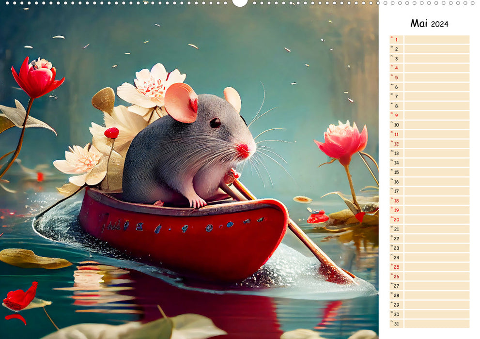 Mouse on Tour – Calendrier d'aventure pour enfants avec planificateur (Calvendo Premium Wall Calendar 2024) 