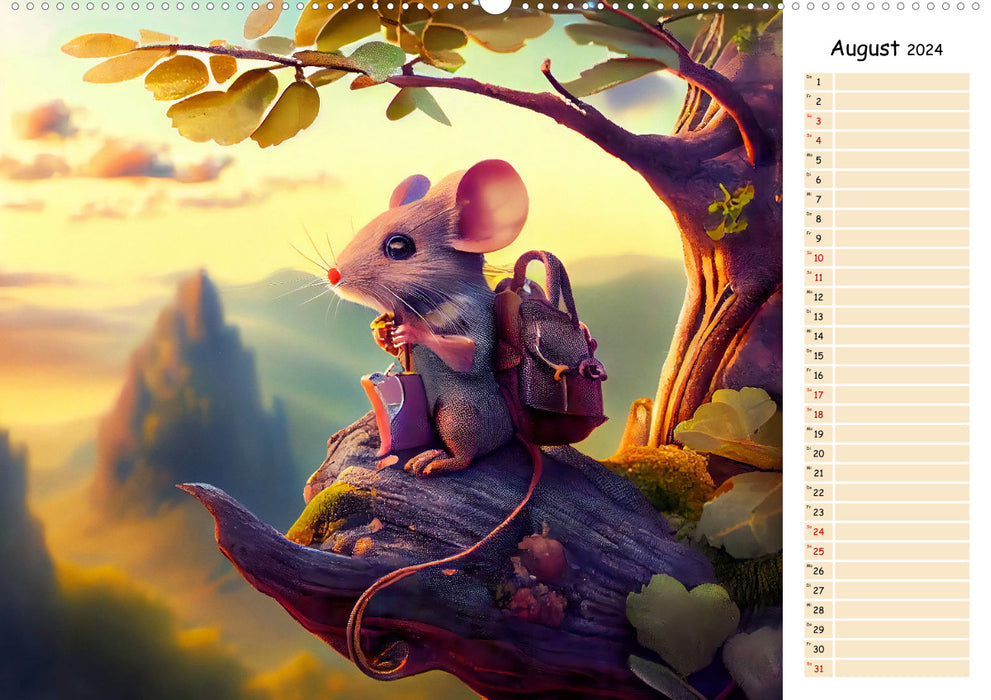 Mouse on Tour – Calendrier d'aventure pour enfants avec planificateur (Calvendo Premium Wall Calendar 2024) 