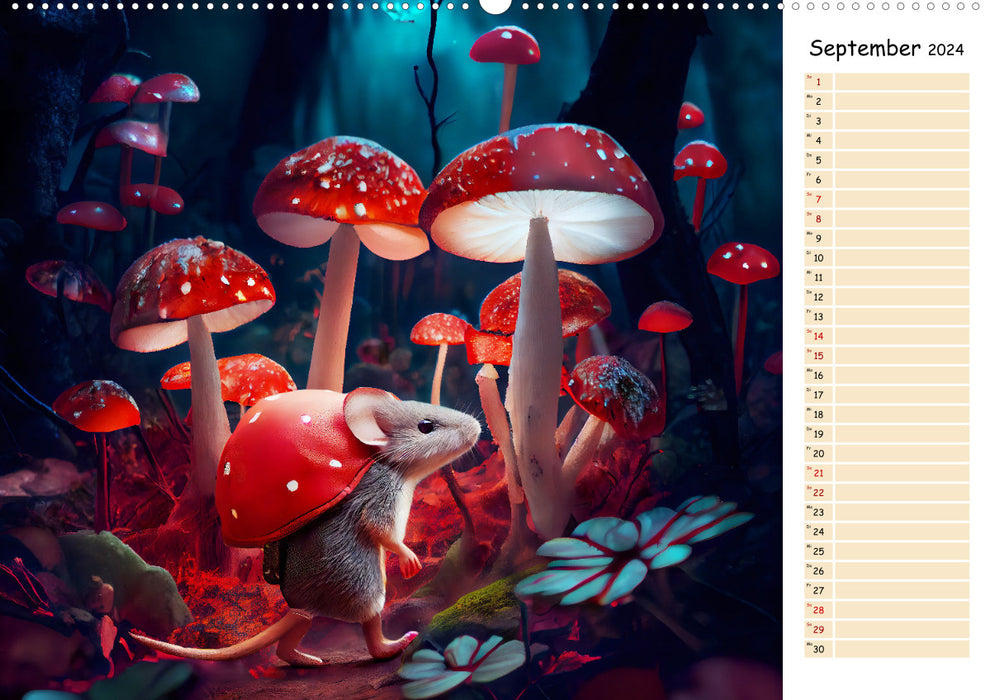 Mouse on Tour – Calendrier d'aventure pour enfants avec planificateur (Calvendo Premium Wall Calendar 2024) 