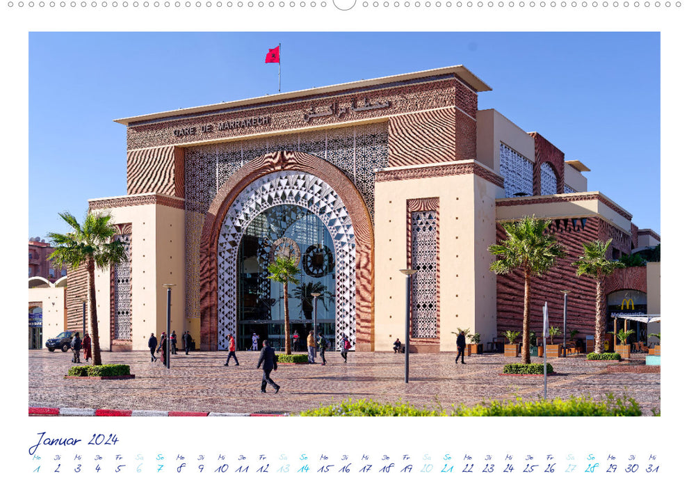 Marrakech - Oasis dans la poussière du désert (Calvendo Premium Wall Calendar 2024) 