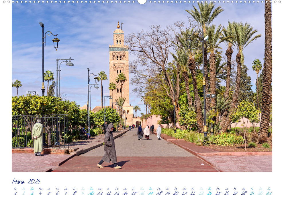 Marrakech - Oasis dans la poussière du désert (Calvendo Premium Wall Calendar 2024) 