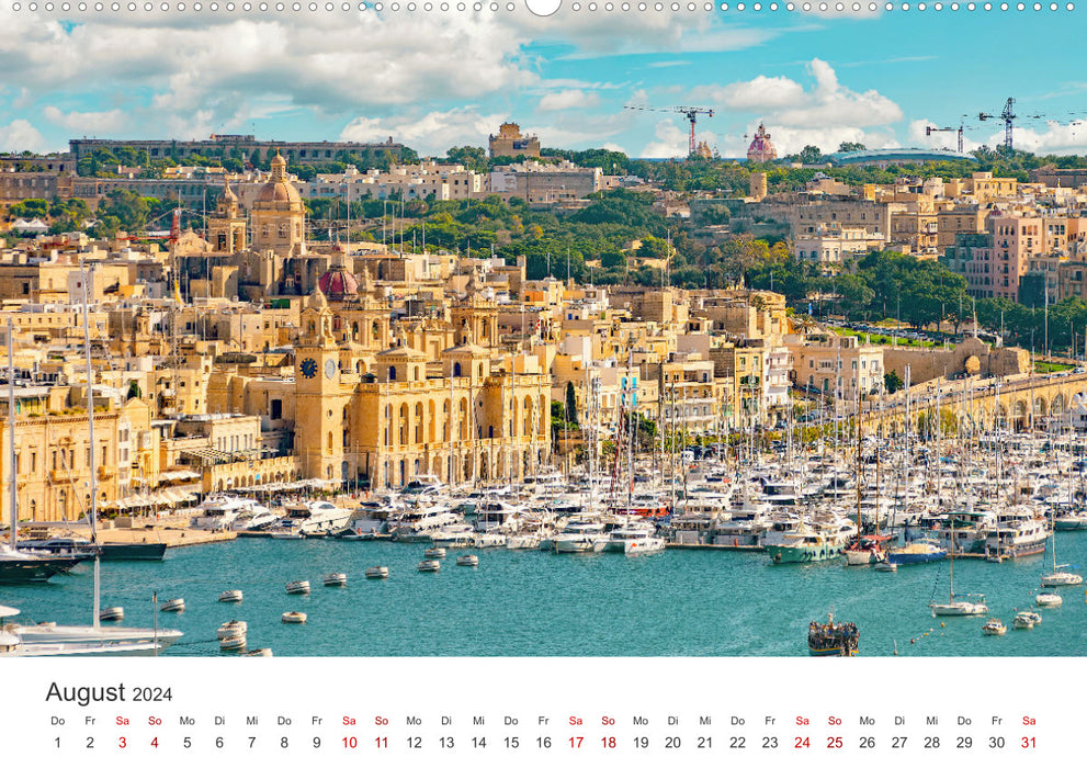 Valletta - Reiseziel im Mittelmeer (CALVENDO Premium Wandkalender 2024)