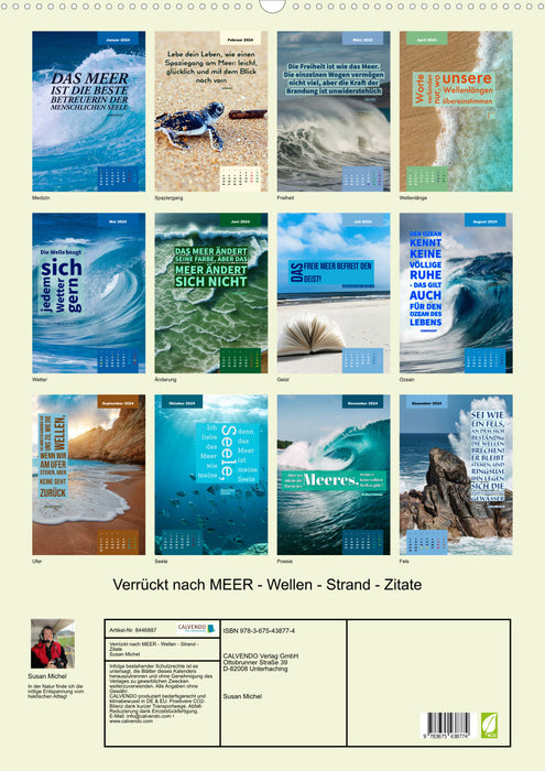 Crazy about SEA - waves - beach - quotes (CALVENDO wall calendar 2024) 