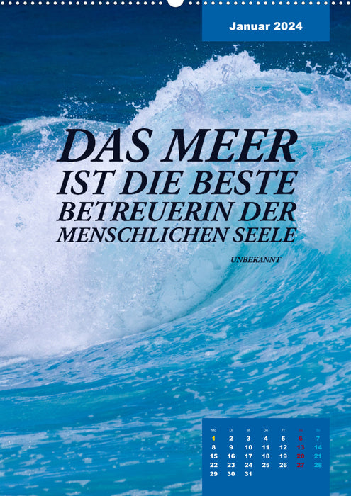 Verrückt nach MEER - Wellen - Strand - Zitate (CALVENDO Wandkalender 2024)