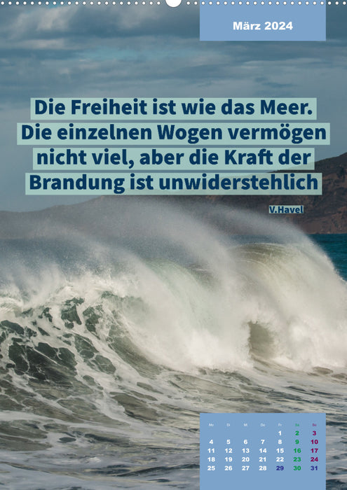 Verrückt nach MEER - Wellen - Strand - Zitate (CALVENDO Wandkalender 2024)