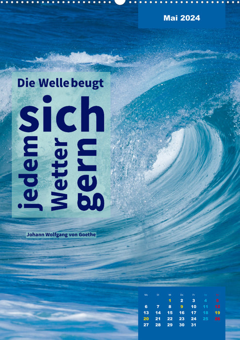 Verrückt nach MEER - Wellen - Strand - Zitate (CALVENDO Wandkalender 2024)