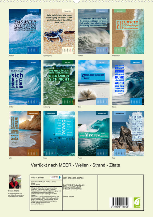 Crazy about SEA - Waves - Beach - Quotes (CALVENDO Premium Wall Calendar 2024) 