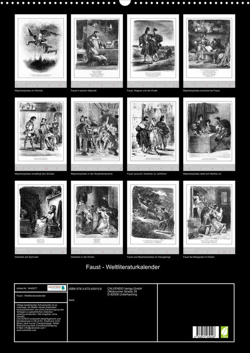 Faust - Calendrier de la littérature mondiale (Calvendo Wall Calendar 2024) 