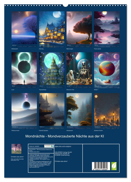 Nuits lunaires – Nuits enchantées par la lune de l'IA (calendrier mural CALVENDO Premium 2024) 