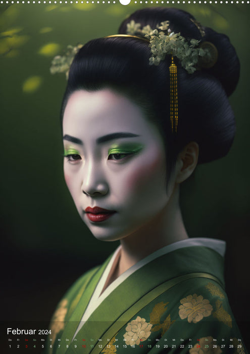 Beaux portraits de geishas japonaises (Calendrier mural CALVENDO 2024) 