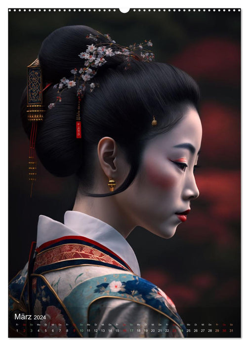 Wunderschöne Portraits Japanischer Geishas (CALVENDO Wandkalender 2024)