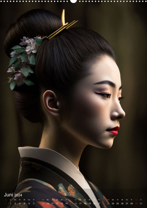 Beaux portraits de geishas japonaises (Calendrier mural CALVENDO 2024) 