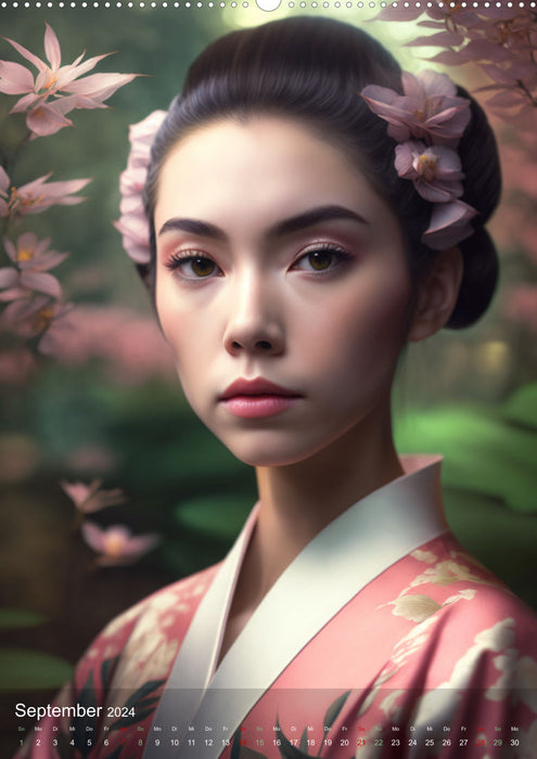 Beautiful portraits of Japanese geishas (CALVENDO wall calendar 2024) 