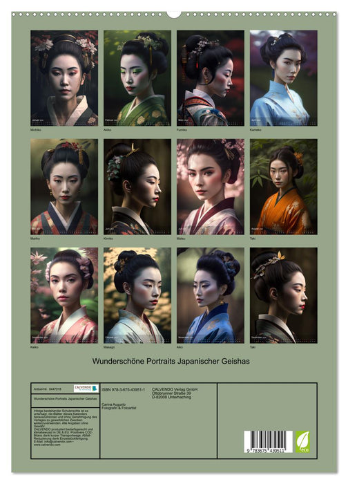 Beautiful portraits of Japanese geishas (CALVENDO Premium Wall Calendar 2024) 