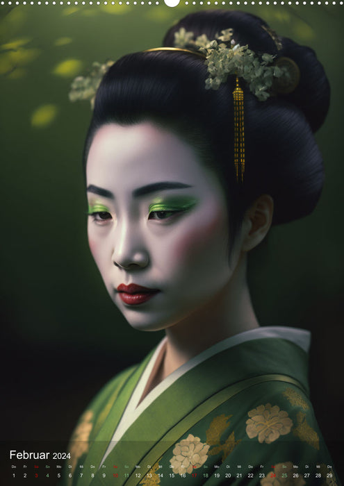 Wunderschöne Portraits Japanischer Geishas (CALVENDO Premium Wandkalender 2024)