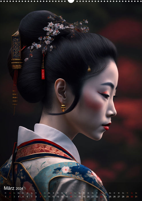 Wunderschöne Portraits Japanischer Geishas (CALVENDO Premium Wandkalender 2024)