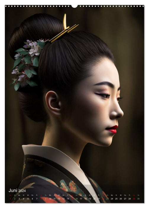 Wunderschöne Portraits Japanischer Geishas (CALVENDO Premium Wandkalender 2024)