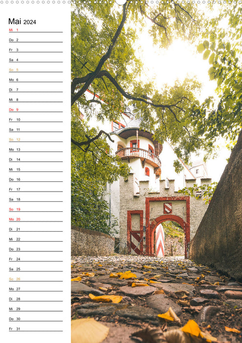 Sachsens Burgen und Schlösser - Beschreibbarer Kalender mit Ortsangaben (CALVENDO Wandkalender 2024)