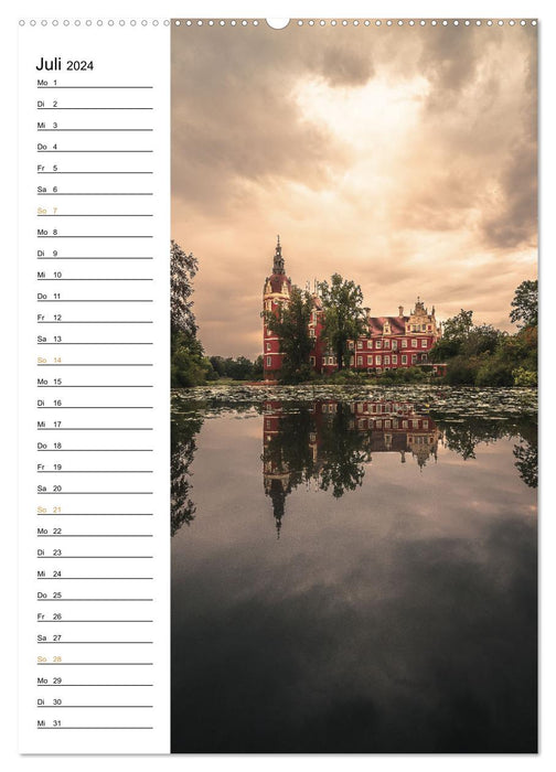 Châteaux et palais de Saxe - calendrier inscriptible avec informations de localisation (CALVENDO Premium Wall Calendar 2024) 