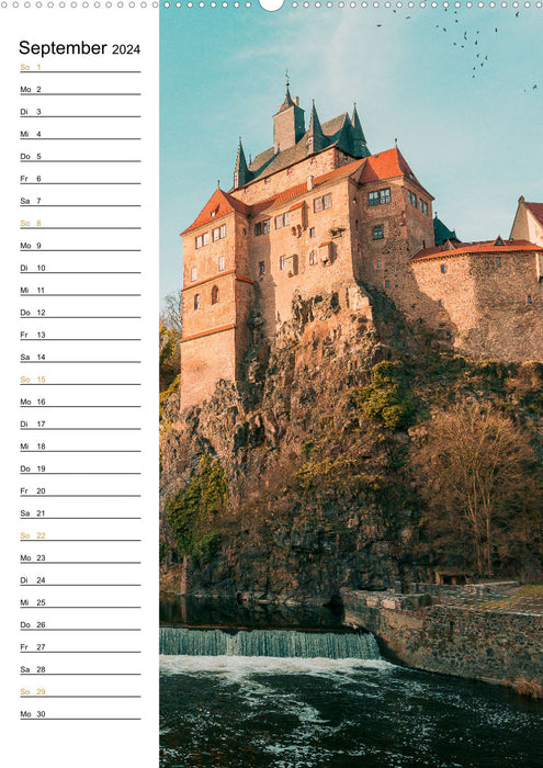Châteaux et palais de Saxe - calendrier inscriptible avec informations de localisation (CALVENDO Premium Wall Calendar 2024) 