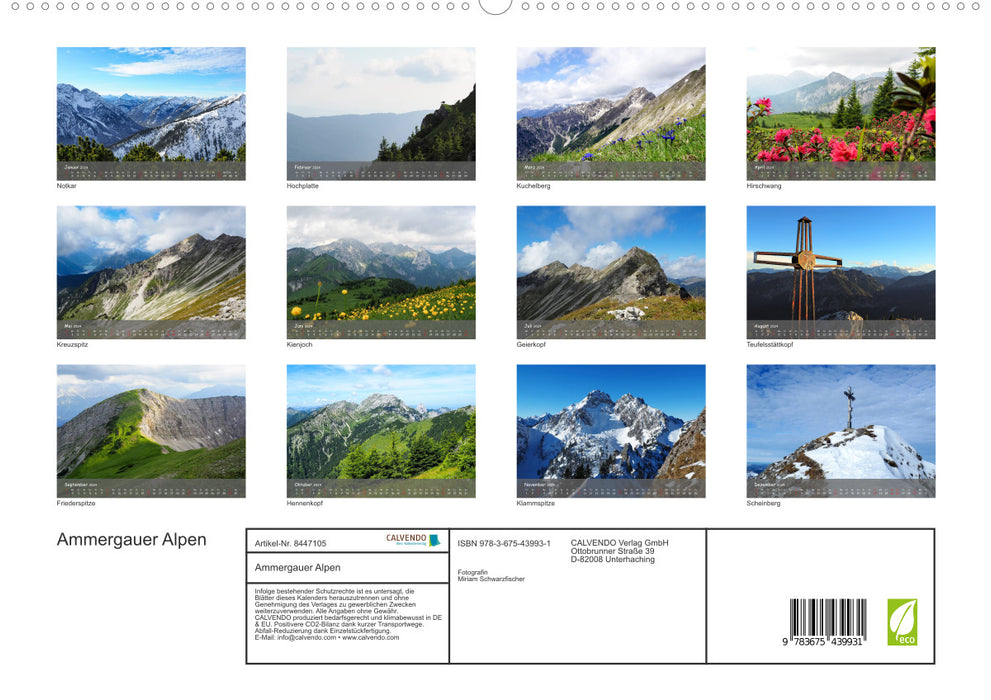 Alpes d'Ammergau (Calvendo Premium Calendrier mural 2024) 