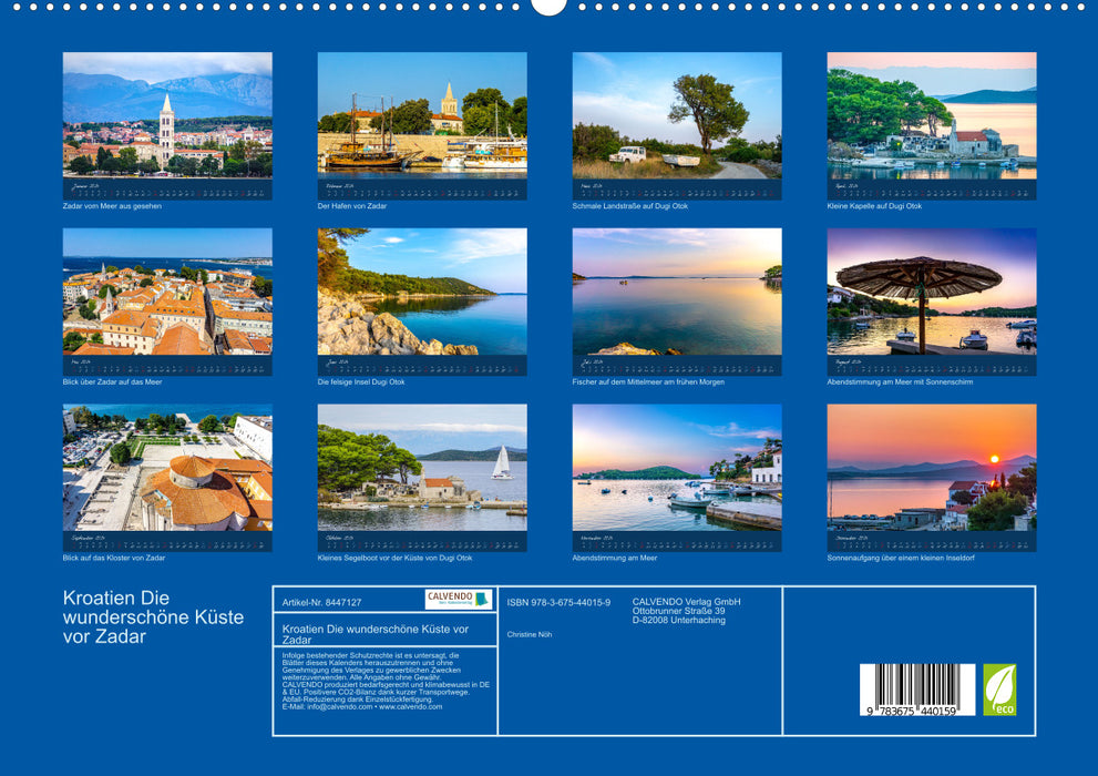 Croatie La magnifique côte au large de Zadar (Calvendo Premium Wall Calendar 2024) 