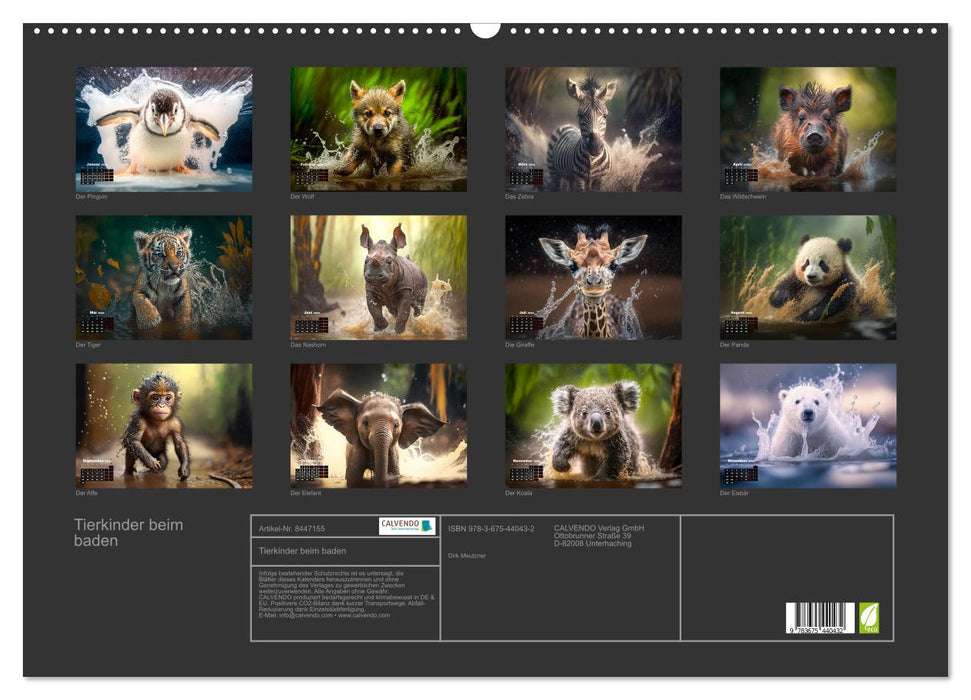 Tierkinder beim baden (CALVENDO Wandkalender 2024)