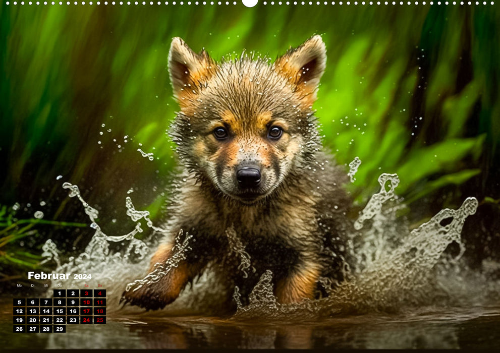 Tierkinder beim baden (CALVENDO Wandkalender 2024)
