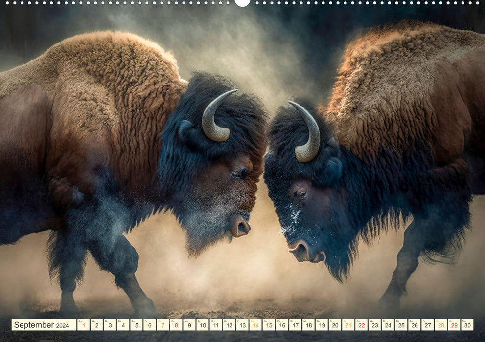 Amerikanischer Bison (CALVENDO Premium Wandkalender 2024)
