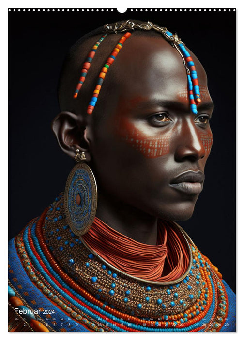 Inspiriert von den Massai, den stolzen Kriegern Afrikas (CALVENDO Premium Wandkalender 2024)