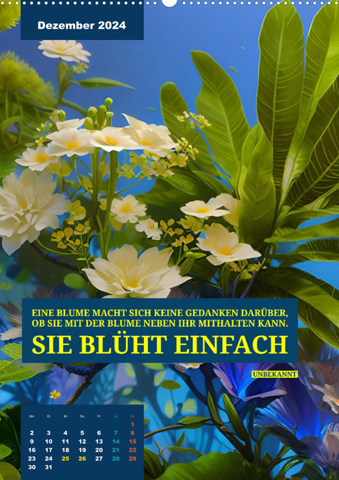 Verrückt nach BLUMEN Artwork - Farben - Zitate (CALVENDO Wandkalender 2024)